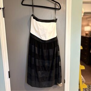 White House Black Market Strapless Black and White Dress